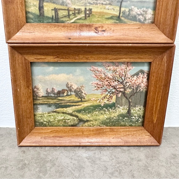 Set 3 Vintage Framed Landscape Prints Hand Painted Pictures Wall Decor MCM - Picture 11 of 16